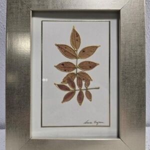 Handmade Alaska Wild Rose Leaves Matted & Framed Original Home Artist Sue Zajac